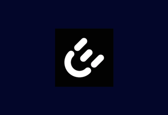 Logo in schwarz und weiß auf einem dunkelblauen Hintergrund