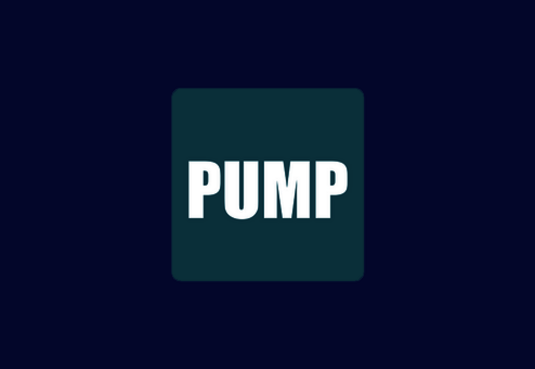 Logo in grün und weiß mit dem Schriftzug Pump auf einem dunkelblauen Hintergrund 