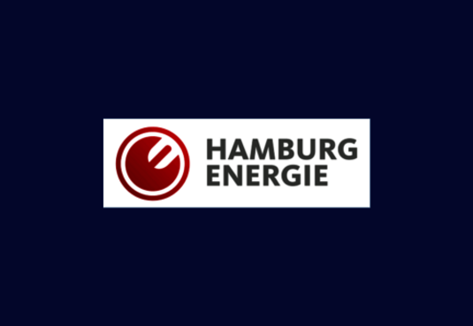 Logo in rot und weiß mit dem Schriftzug Hamburg Energie auf dunkelblauem Hintergrund