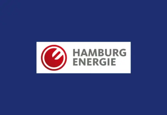 Logo in rot und weiß mit dem Schriftzug Hamburg Energie auf dunkelblauem Hintergrund